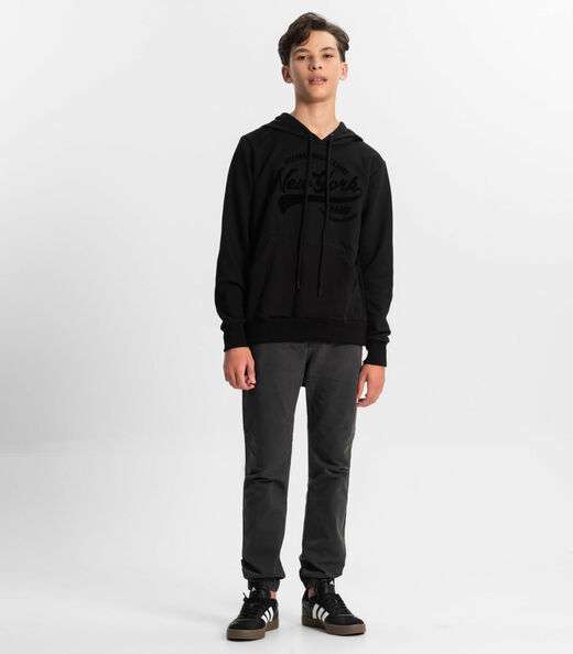 Moletom Juvenil Menino Com Capuz Minty Preto