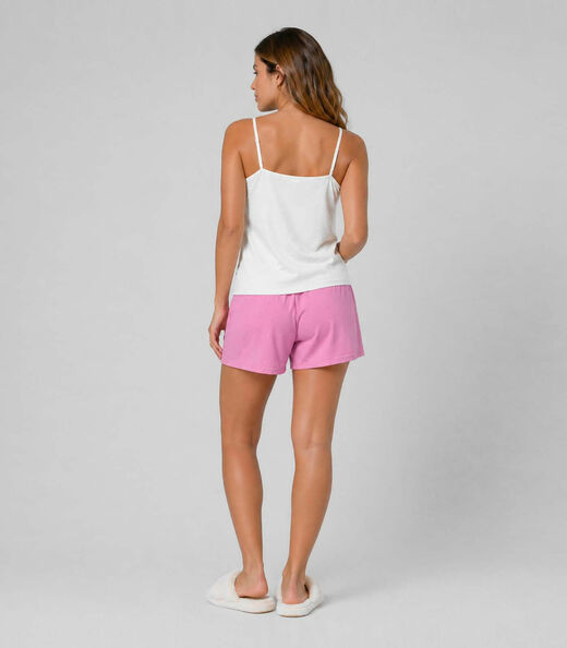Pijama Feminino Blusa De Alça E Short Infinita Cor Rosa