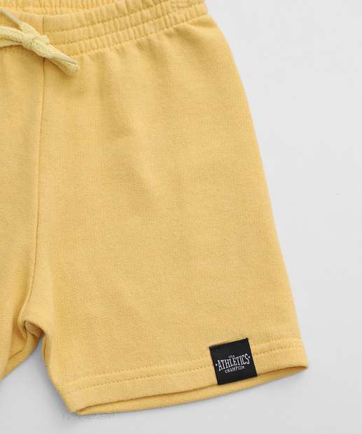 Bermuda Infantil Moletom Tam 1 a 3 Amarelo