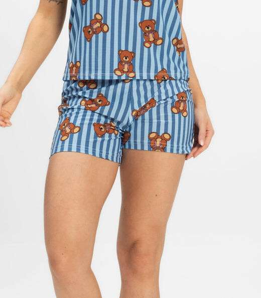 Short Doll Curto Feminino De Liganete Bella Ana Azul