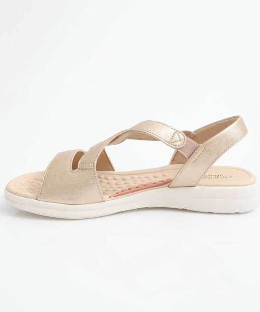 Sandália Feminina Rasteira Tiras Modare Dourado