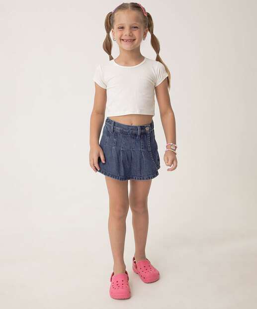 Blusa Infantil Cropped Glitter Manga Curta Marisa Tam 4 a 10