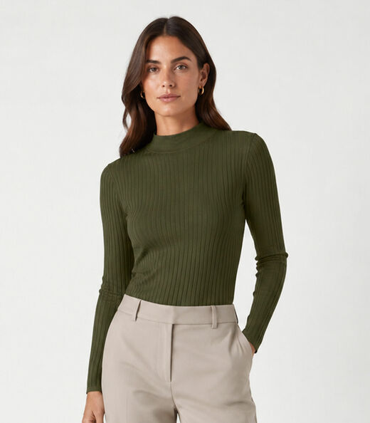 Image_Blusa Manga Longa Feminina Canelada Select Verde