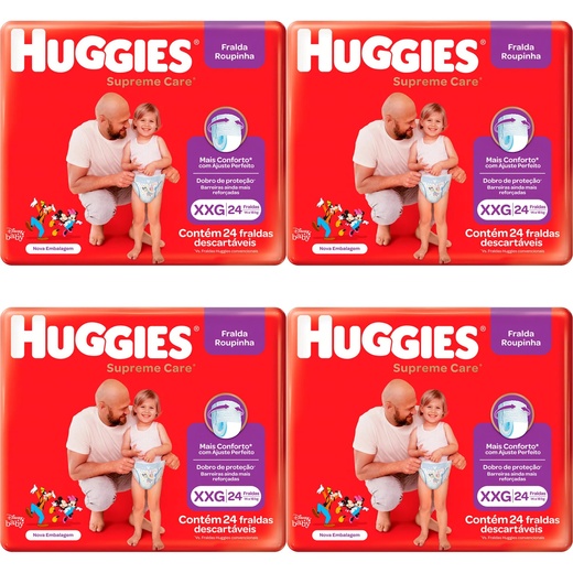 Image_Kit 4 Fraldas Huggies Roupinha Supreme Care Xxg 24 Unidades cada