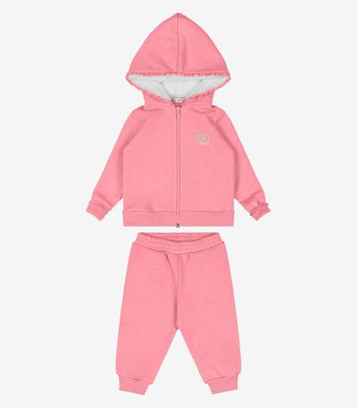 Conjunto Jaqueta Com Capuz e Calça Trick Nick Rosa