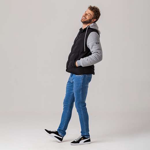 Jaqueta Puffer com Moletom Masculina Urban Rock e Soda