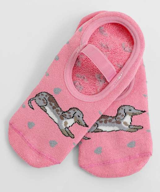 Meia Sapatilha Feminina Antiderrapante Marisa Rosa