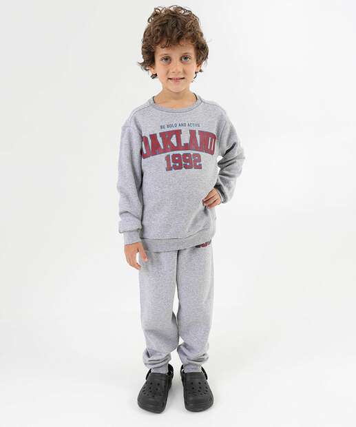 Casaco Infantil Moletinho Estampada Marisa Tam 4 a 10 Cinza