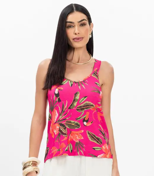 Regata Nadador Feminina Estampada Rovitex Rosa