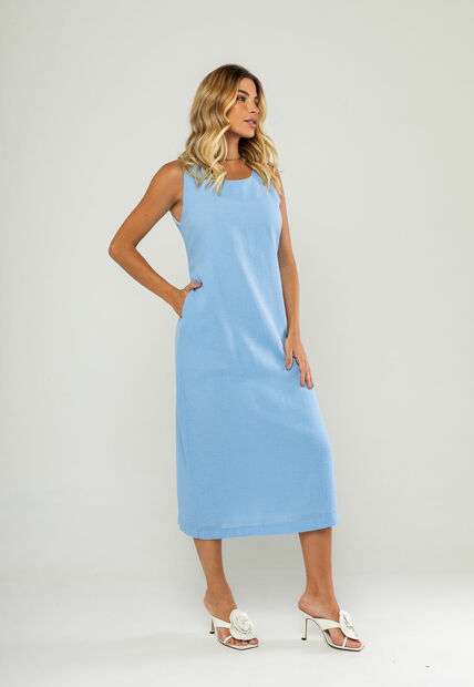 Vestido Midi Regata E Recorte Posterior Azul Salvatore