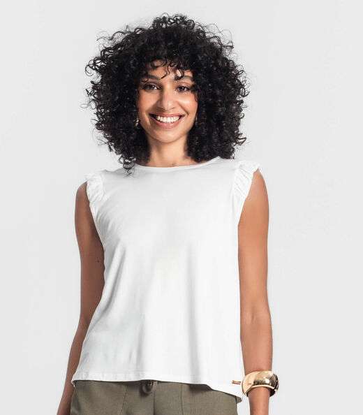 Regata Feminina Com Detalhes No Ombro Rovitex Bege