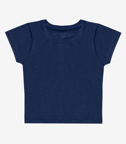 Blusa Básica Infantil Manga Curta Lisa Soletex Azul