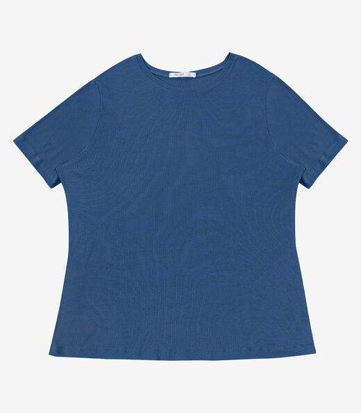 Blusa Manga Curta Feminina Plus Size Secret Azul