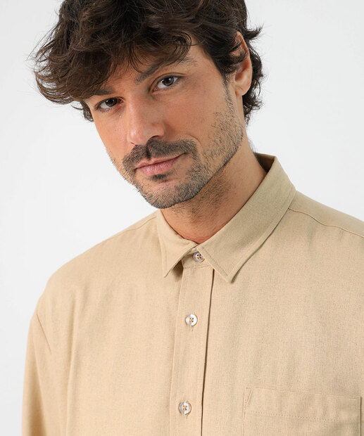 Camisa Masculina Linho Manga Longa MR Azul 