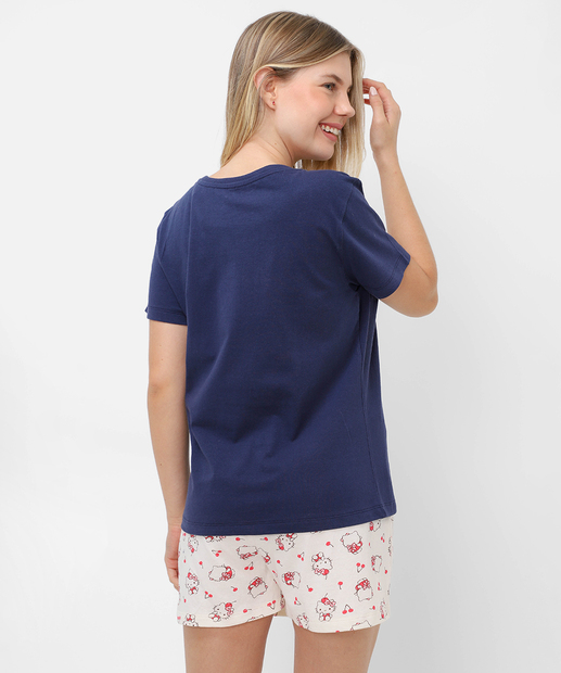 Pijama Feminino Estampa Hello Kitty Sanrio Azul