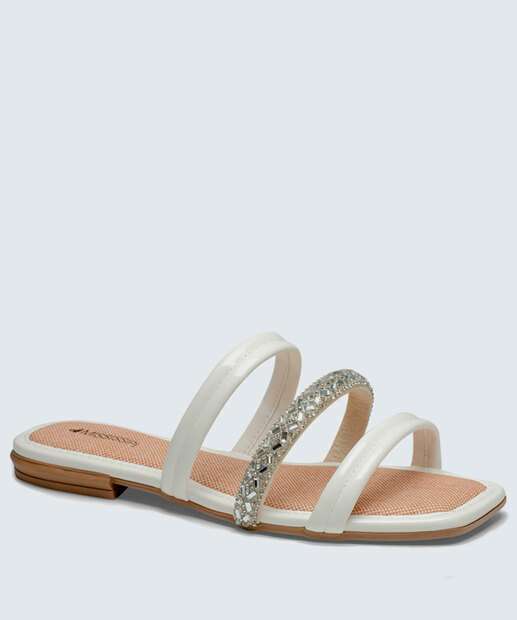 Rasteirinha Feminina Tiras Pedraria Mississipi