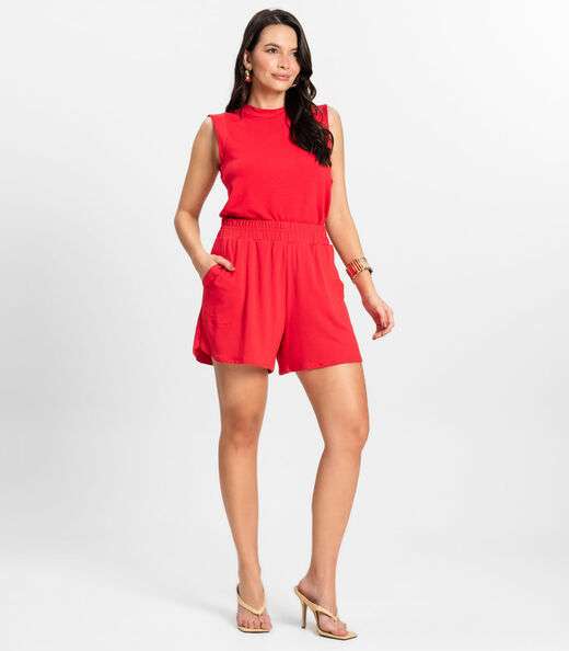 Conjunto Feminino Regata Com Shorts Rovitex Vermelho