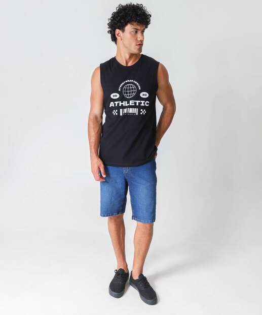 Regata Masculina Machão Estampa Frontal Marisa Preto