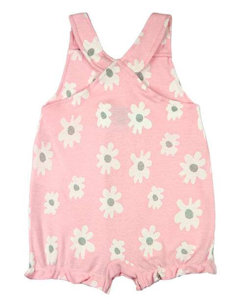 Macacão Bebê Menina Verão Suedine Estampado Rosas Manga Regata - Rosa