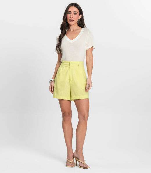 Blusa Feminina Manga Curta Decote V Endless Bege