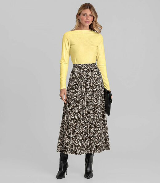 Blusa Feminina Manga Longa Canelada Dianna Amarelo