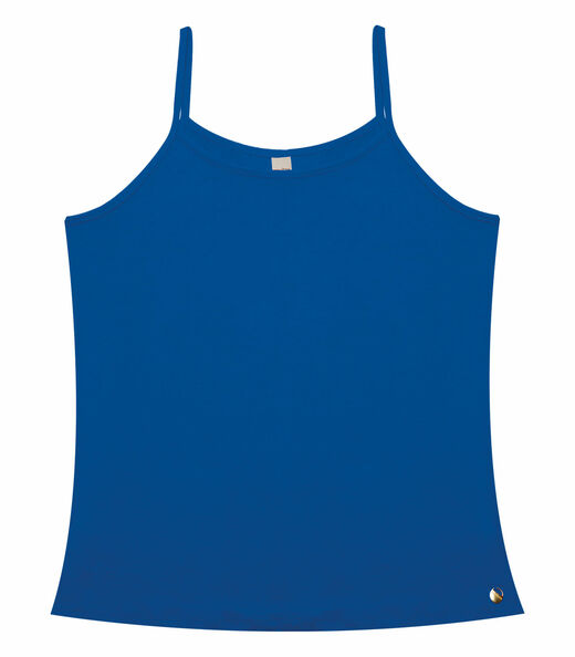 Blusa de Alça Feminina Viscotorcion Básica Rovitex Azul