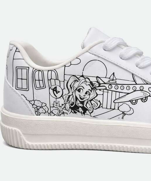 Tênis Infantil Casual Estampa Aninha Avião Branco