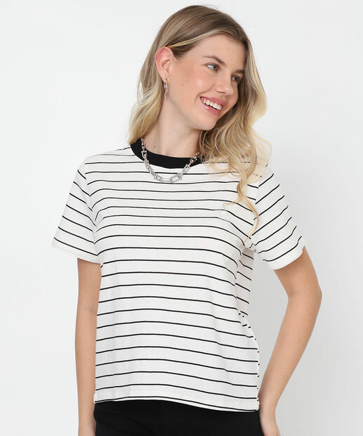 Image_Blusa Feminina Listrada Manga Curta Marisa Off White