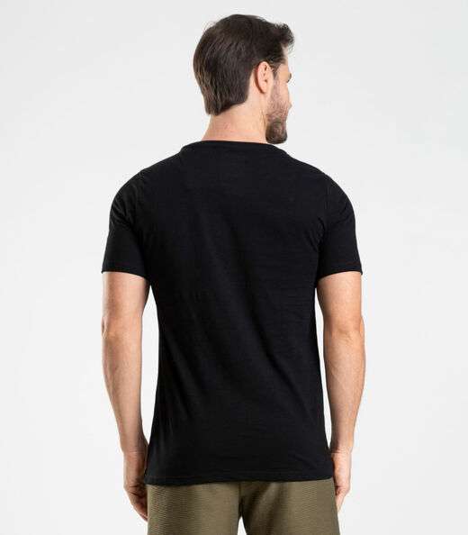 Camiseta em Meia Malha Masculina Diametro Preto