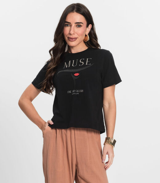 Image_T- Shirt Feminina Manga Curta Endless Preto