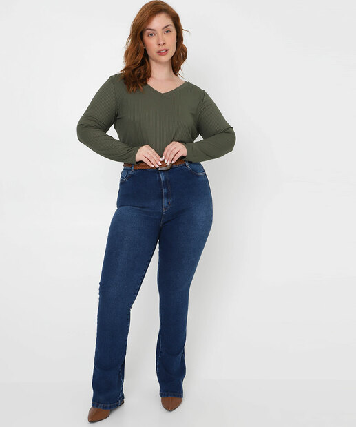 Image_Calça Plus Size Feminina Bootcut Jeans Sawary Azul