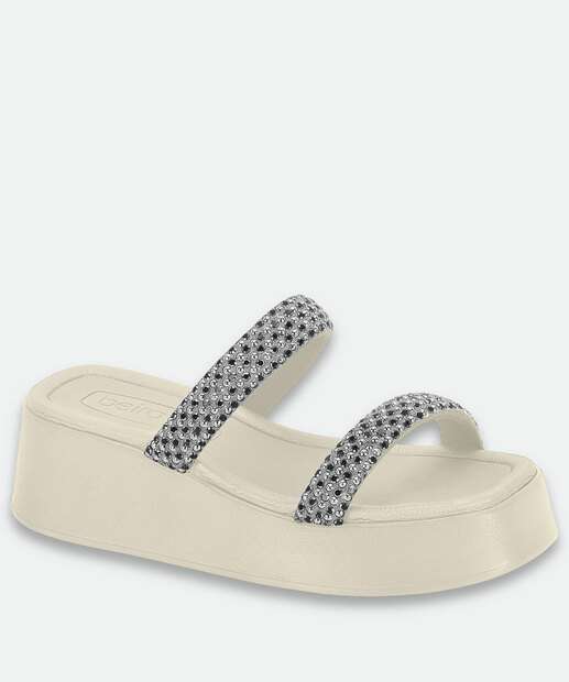 Image_Tamanco Feminino Flatform Tachas Beira Rio Prateado