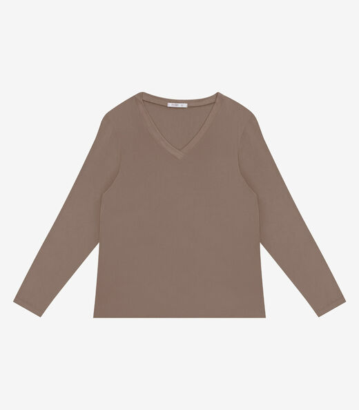 Blusa Manga Longa Visco Tricot Secret Glam Cinza