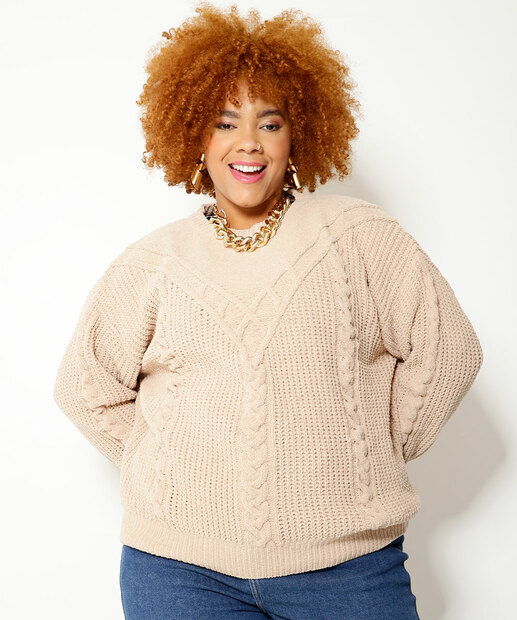 Suéter Plus Size Feminino Chenille Marisa