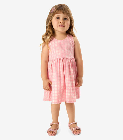 Vestido Infantil Cotton Leve Estampado Rovi Kids Rosa