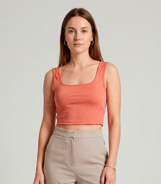 Image_Top Feminino Com Decote Quadrado Infinita Cor Laranja