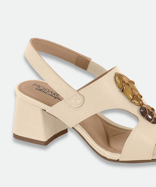 Sandália Feminina Salto Grosso Modare Bege