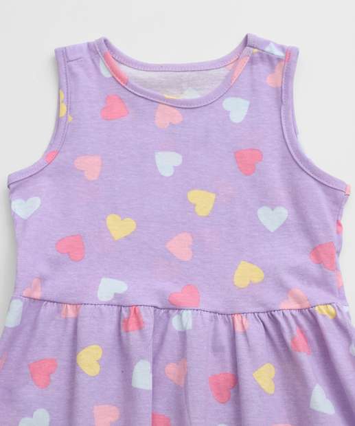 Vestido Infantil Estampa Corações Marisa Tam 1 a 3