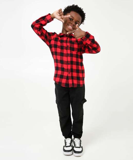 Camisa Infantil Estampa Xadrez Flanelada MR Tam 4 a 10