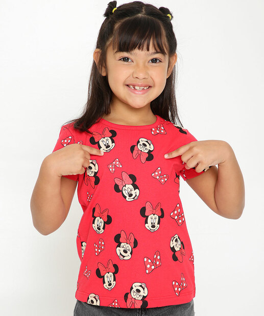 Camiseta Infantil Manga Curta Minnie Disney Tam 4 a 10