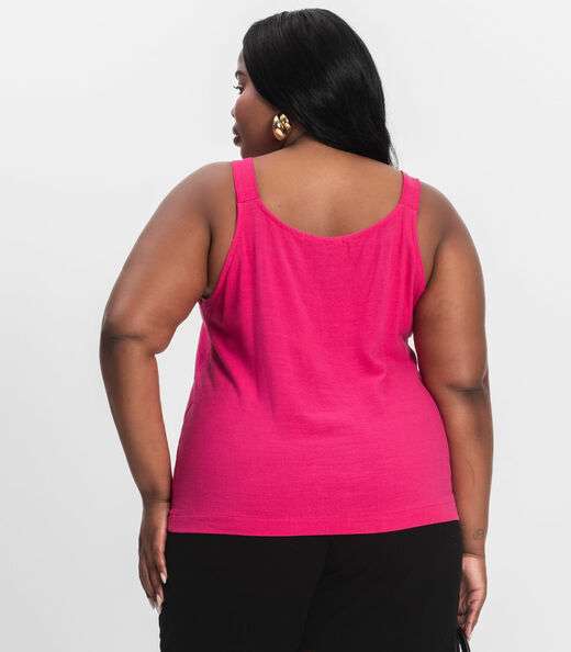 Regata Feminina Plus Size Secret Glam Rosa