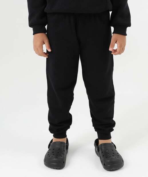 Calça Infantil Jogger Moletom Marisa Tam 4 a 10 Preto