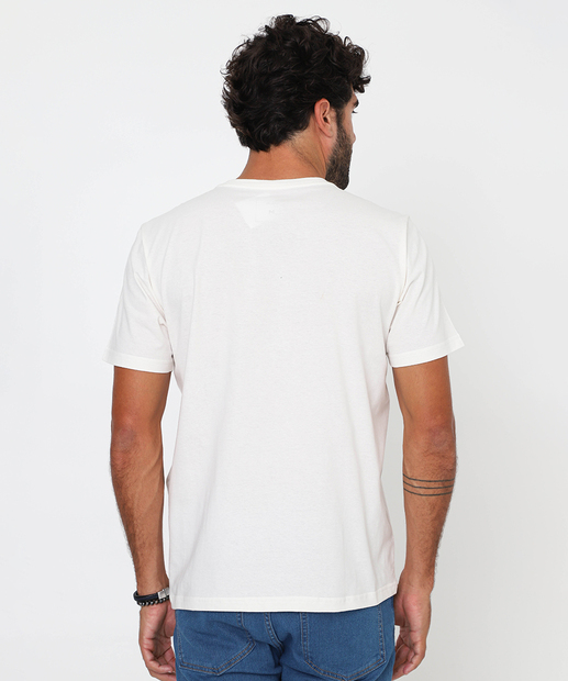Camiseta Masculina Listras Recorte Manga Curta Marisa Off White