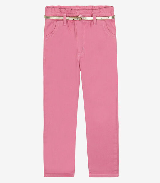 Calça Infantil Feminina Cenoura Sarja Trick Nick Rosa