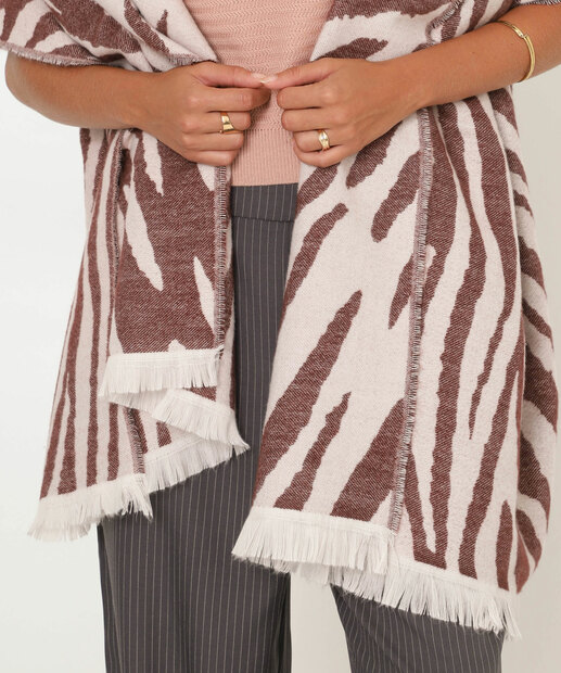 Cachecol Feminino Tricô Animal Print Marisa Marrom