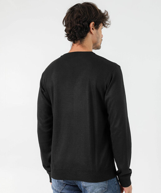 Suéter Masculino Tricô Básico Marisa Preto