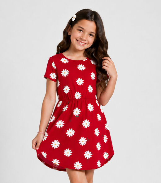 Image_Vestido Curto Infantil Estampado Select Vermelho