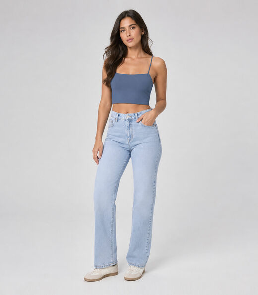 Blusa de Alça Feminina Tecido Henera Infinita Cor Azul