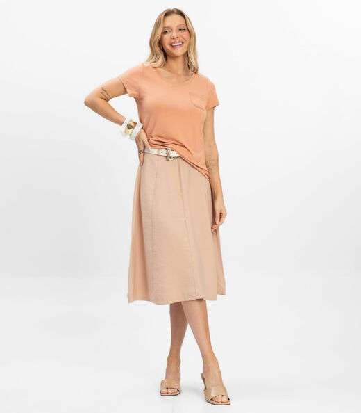 Blusa Feminina Viscotorcion Com Bolso Rovitex Marrom