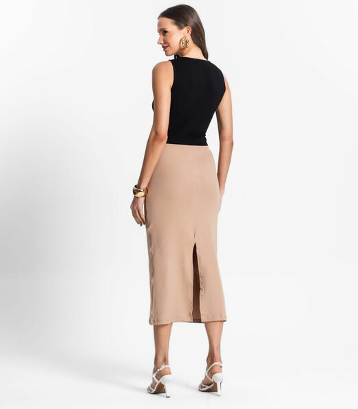 Saia Midi De Ribana Feminina Endless Marrom